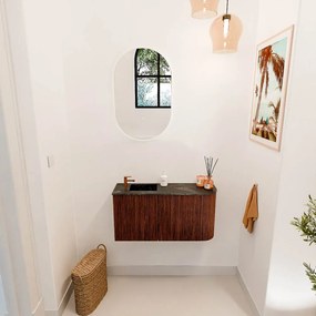 Mondiaz Joya DLux 80cm toiletmeubel ronding rechts ruby met wastafel faye links 1 kraangat lava