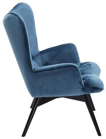 Kare Design Vicky Velvet Oorfauteuil Fluweel Blauw