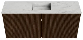 Mondiaz Joya DLux 90cm toiletmeubel walnut met wastafel faye midden zonder kraangat opalo