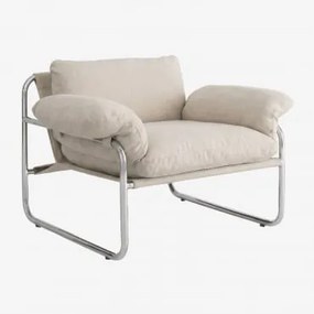 Set Van 2 Fauteuils Van Chenille En Ijzer Evani Chenille Tapiocabeige - Sklum