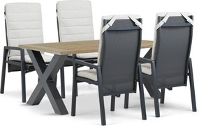 Tuinset 4 personen 180 cm Aluminium Grijs Lifestyle Garden Furniture Vivaro/Cardiff