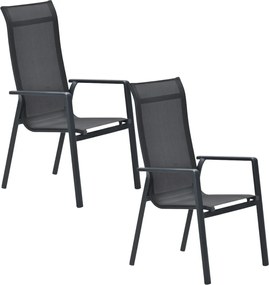 Garden Impressions Siena tuinstoel stapelbaar donker grijs - 2 stuks