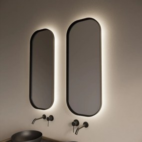 Gliss Design Plato spiegel met LED-verlichting 40x100cm mat zwart
