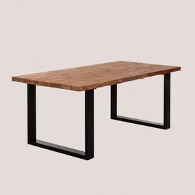 Rectangulaire Eettafel 200x100 Cm Van Acaciahout En Staal Milet Gerecycled Hout - Sklum
