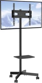 VEVOR tv-standaard met wielen, universeel, in hoogte verstelbaar van 1430–1538 mm, 100 x 100 mm / 400 x 400 mm, 39,9 kg, robuuste vloerstandaard, geschikt voor televisies van 58,42–152,4 cm, tv-beugel