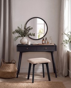 Mazzoni MILO Beige (stof Storm 06)/zwart beuken onderstel - VIERKANTE GESTOFFEERDE KRUK VOOR KEUKEN/WOONKAMER