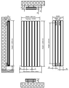 Eastbrook Hadleigh radiator 50x120cm aluminium 1363W antraciet