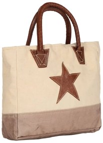 vidaXL Boodschappentas 32x10x37,5 cm canvas en echt leer beige