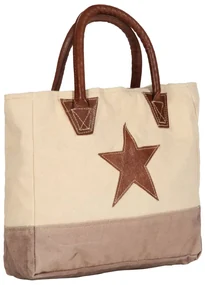 vidaXL Boodschappentas 32x10x37,5 cm canvas en echt leer beige