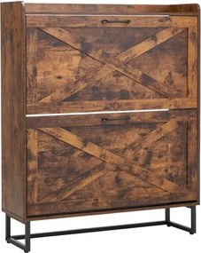 VEVOR schoenenkast met 2 deuren en kantelbeveiliging, ruimtebesparend schoenenrek, vrijstaande schoenenorganizer voor hal, woonkamer, veranda, vintage schoenenrek 800x240x973mm bruin