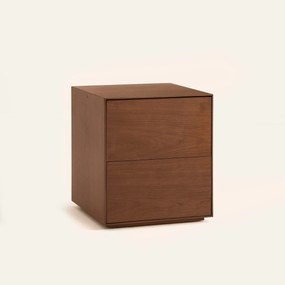 MDF met notenhout gefineerd bureauonderstel met 2 laden, MIKUBE