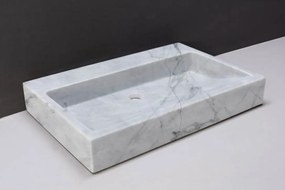 Forzalaqua Palermo wastafel 60x40cm zonder kraangat carrara gepolijst