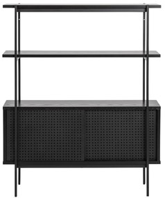 Open Kast Met Schuifdeuren Zwart - 94x27x113.8cm.