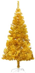 vidaXL Kunstkerstboom met LED's en standaard 150 cm PET goudkleurig
