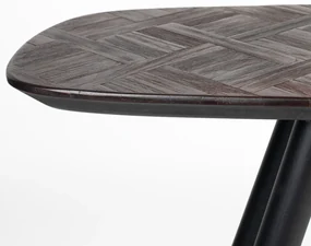 Ovale Sidetable Donker Teak Hout - 118 X 37cm.
