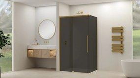 Van Rijn ST09 hoekcabine met rookglas 90x180cm geborsteld messing