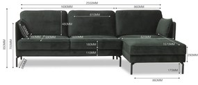Velvet Hoekbank Grijs Hoek Rechts