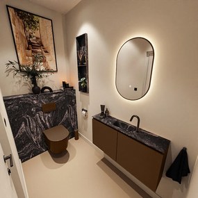 Mondiaz Ture DLux toiletmeubel 100cm rust met wastafel lava midden met kraangat