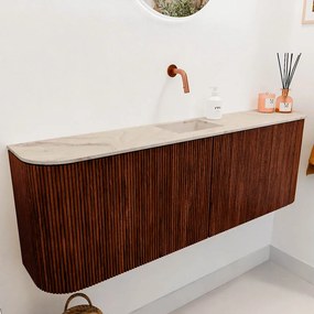 Mondiaz Joya DLux 125cm toiletmeubel ronding links/rechts ruby met wastafel faye midden zonder kraangat frappe