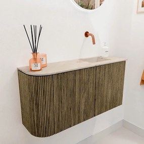 Mondiaz Joya DLux 80cm toiletmeubel ronding links dusk met wastafel faye rechts zonder kraangat frappe