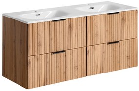 Comad Adele Oak badkamermeubel 120cm eiken met dubbele wastafel 2 kraangaten