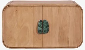 Hangend Badkamermeubelset 95x45 Cm Van Mangohout En Natuurlijke Kivalina-steen Udaipur Groen Marmer - Mangohout & Without Sink & Spiegelloze & Zonder