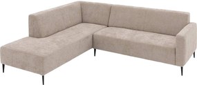 Goossens Zitmeubel Key West bruin, stof, 2-zits, modern design met ligelement links