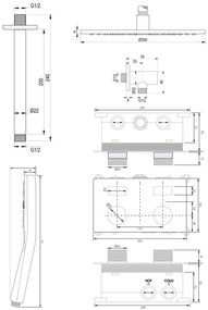 Brauer Chrome Carving thermostatische inbouw regendouche met 3 standen handdouche, plafondarm en hoofddouche 30cm set 60 chroom