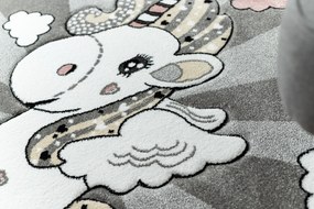 Tapijt PETIT UNICORN EENHOORN  ROND grijskleuring