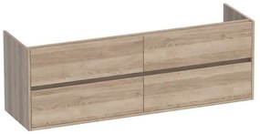 BRAUER Nexxt Wastafelonderkast - 160x46x55cm - 4 greeploze softclose lades - 2 sifonuitsparingen - MFC - legno calore 1344