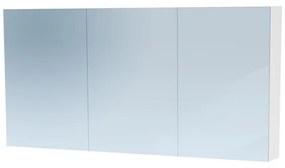 BRAUER Dual Spiegelkast - 140x70x15cm - verlichting - geintegreerd - 3 links- rechtsdraaiende spiegeldeur - MDF - mat wit 7781