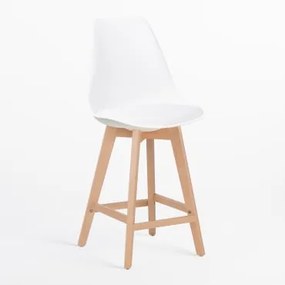 Nordic Hoge Kruk Met Kunstleren Kussen Wit & ↑65 Cm - Sklum