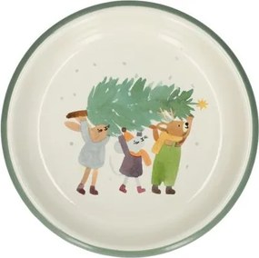 Diep bord, emaille, dieren met kerstboom, Ø14 cm