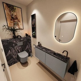 MONDIAZ TURE-DLUX 120cm toiletmeubel Smoke. EDEN wastafel Lava positie rechts. Met 1 kraangat. TUREDX120SMOR1LAV