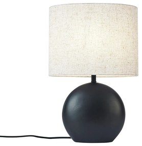 Japandi tafellamp zwart met linnen kap - Timo