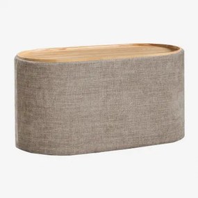 Ovale Poef 75 Cm Met Dienblad En Opbergruimte, Bekleed Berkeleni Stof Grijs – Taupe - Sklum