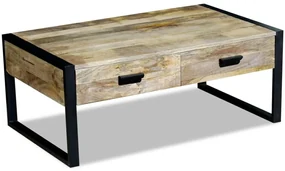vidaXL Salontafel met 2 lades 100x60x40 cm massief mangohout