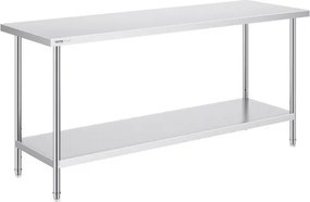 VEVOR RVS-werktafel, robuuste metalen werktafel met 3 verstelbare hoogtes, commercieel werkstation voor keuken, garage, restaurant, achtertuin 610 x 1829 x 864 mm