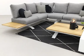 Suns Stockholm loungeset - White/teak - light antraciet