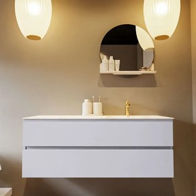 Mondiaz Vica DLux badmeubel 130cm cale 2 lades met wastafel ostra rechts 1 kraangat