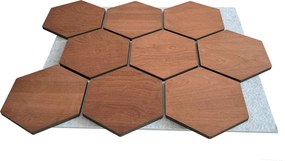 Hexagon Panel Gerookt Eiken met Grijs Vilt 81CM | Akoestisch | Wanddecor | Zeshoekig- Grijs vilt