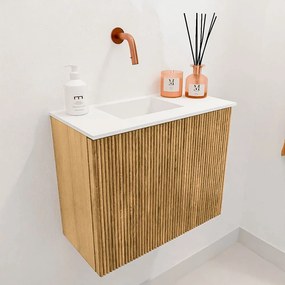Mondiaz Joya 50cm toiletmeubel oak met wastafel faye links zonder kraangat talc