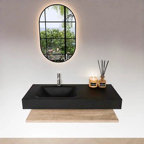 Zaro Alan badmeubel 110cm met planchet washed oak en vrijhangende wastafel cloud links 1 kraangat urban