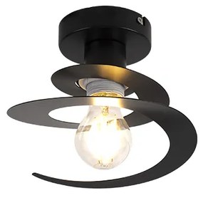 Moderne plafondlamp met zwarte spiraal kap - Scroll