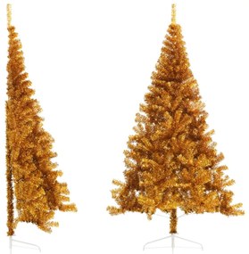 vidaXL Kunstkerstboom met standaard half 240 cm PVC goudkleurig