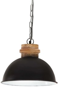 vidaXL Hanglamp industrieel rond 25 W E27 32 cm mangohout zwart