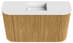 Mondiaz Joya 75cm toiletmeubel ronding links/rechts oak met wastafel faye midden zonder kraangat talc