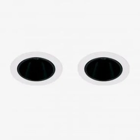 Pack Van 2 Inbouw Led-downlights Met Ronde Frames Ø7 Cm Voor Buitengebruik In Aluminium Luisiana Wit – Zwart & 6 W & 38º & Wit Koud 4000k - Sklum
