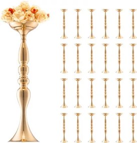 VEVOR 24 stuks 50 cm hoge bloemenvazen voor bruiloften, metalen middelpunt voor bruiloften, gouden standaard voor bloemstukken voor tafels bij bruiloftsdiners, feesten, jubilea, ceremonies en verjaardagen