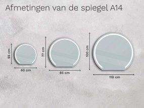 Atypische spiegel met LED verlichting A14 60x55